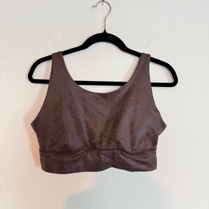 Aerie Offline The Hugger Crackle Chocolate Brown Sports Bra Size Large